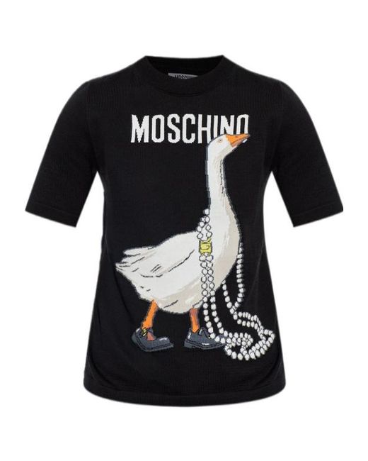 Moschino Black Goose Knitted T-Shirt
