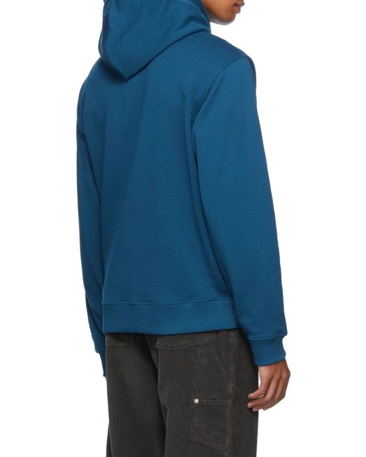 KENZO Blue Logo-Print Cotton Hoodie for men