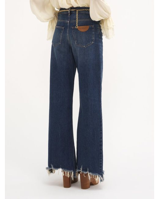 Chloé Blue Chloé Logo Patch Wide-Leg Jeans