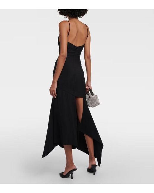 Mugler Black Sewn Off-The-Shoulder Dress