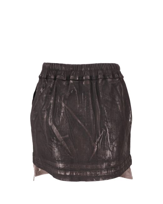 Rick Owens Black Fog Drawstring Mini Skirt