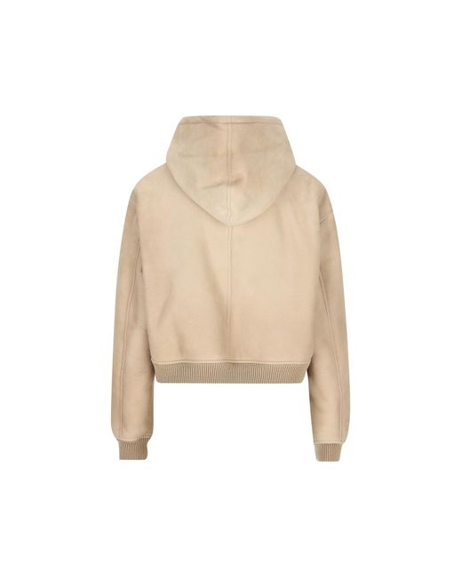 Prada Natural Long-Sleeved Hooded Casual Jacket