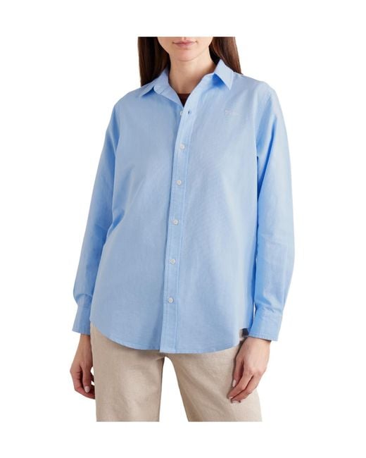 Mother Blue Embroidered Cotton Shirt