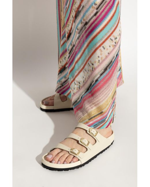 Birkenstock White Florida Triple-Buckle Slide Sandals