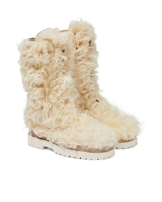 Magda Butrym Natural Shearling Lace-Up Boots