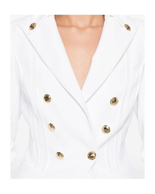 Elisabetta Franchi White Structured Double-Breasted Blazer