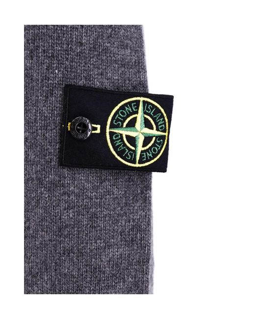 Stone Island Blue V-Neck Long-Sleeved Knitted Cardigan for men
