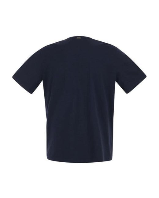Herno Blue Stretched Crewneck T-Shirt for men