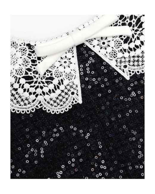 Self-Portrait Black Sequin Boucle Mini Dress