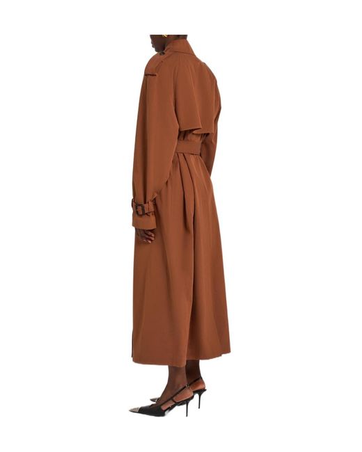 Saint Laurent Brown Double-Breasted Cotton And Silk-Blend Trench Coat