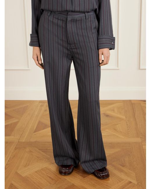 The Elder Statesman Gray Striped Wool And Cashmere-Blend Twill Pants