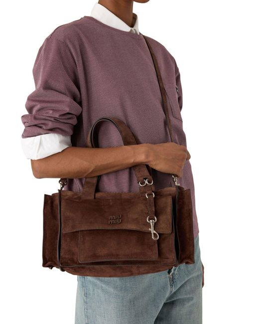 Miu Miu Brown Multi-Pocket Hand-Held Bag