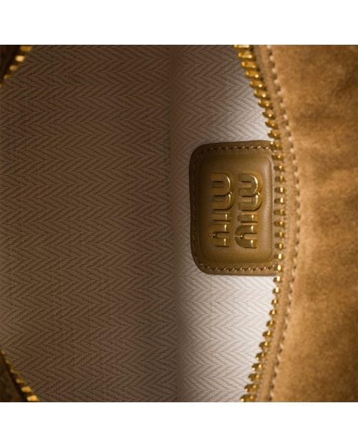 Miu Miu Brown Arcadie Padded Suede Top-Handle Bag