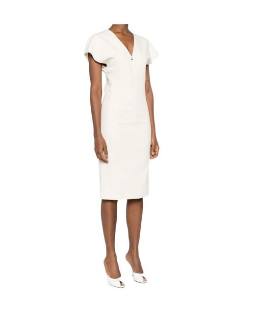 Patrizia Pepe White V-Neck Short-Sleeve Dress