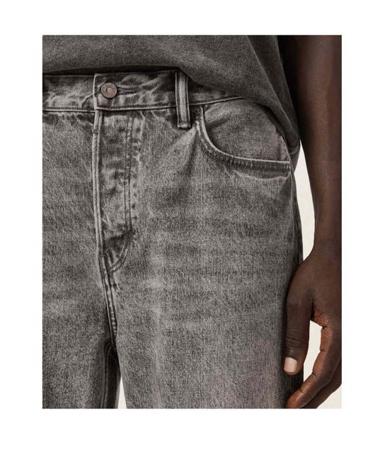 AllSaints Gray Lenny Wide Leg Denim Jeans for men