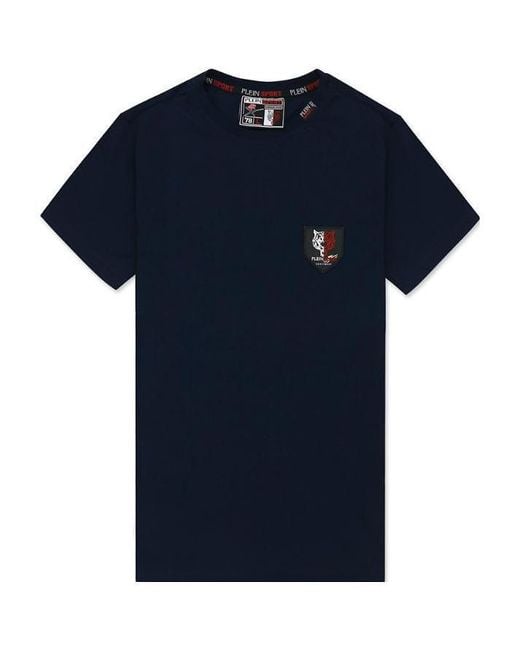 Philipp Plein Blue Logo Sticker T-Shirt for men