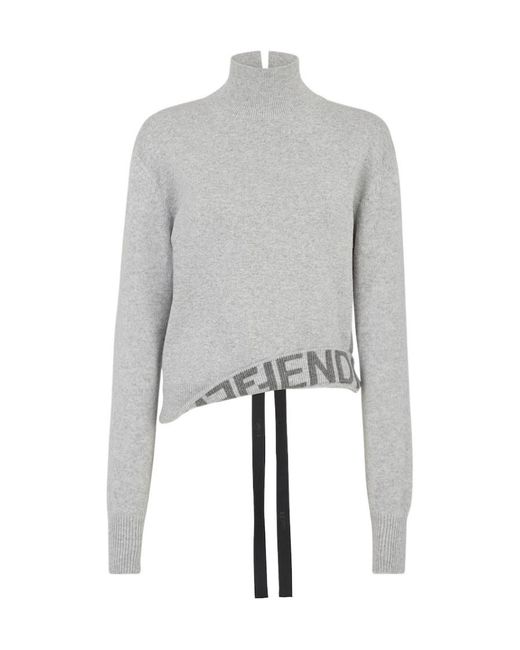 Fendi Gray Long-Sleeved Knitted Jumper