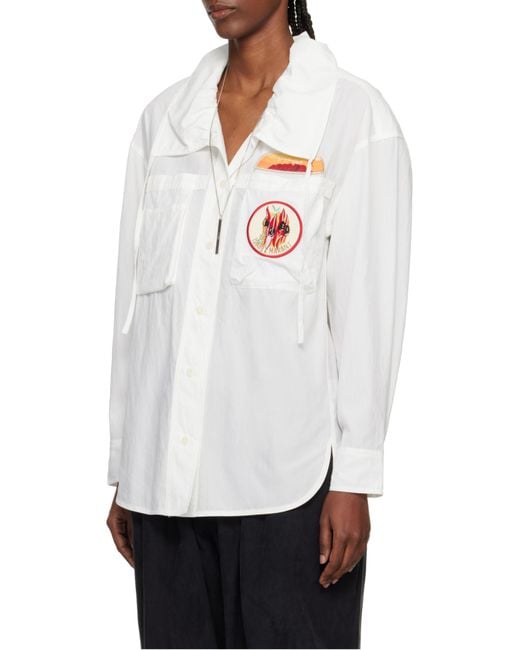 Isabel Marant White Chely Embroidered-Patches Drawstrting Shirt