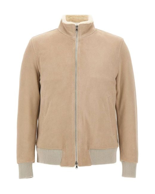 Barba Napoli Natural Long-Sleeve Stand-Collar Zip-Up Jacket for men