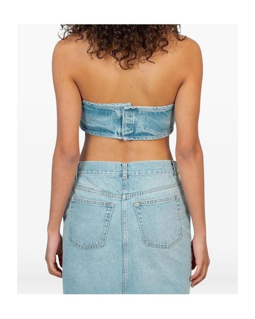 GIMAGUAS Blue Luna Studded-Detail Denim Top