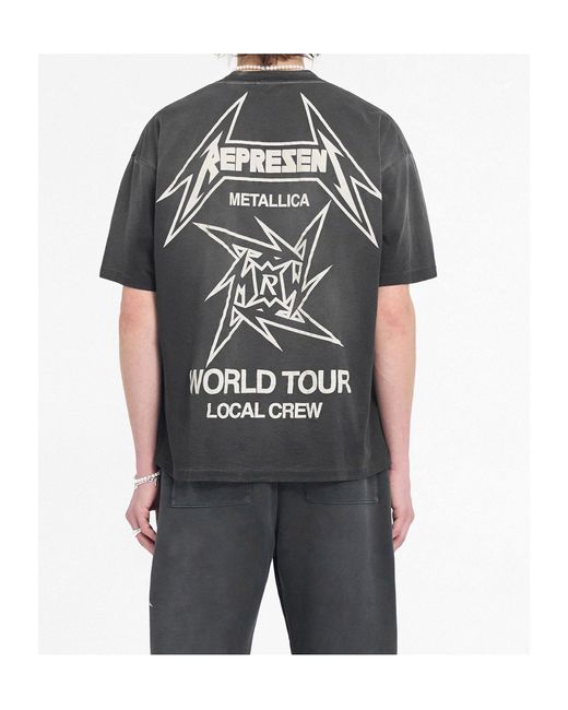 Represent Gray X Metallica Tour Crew Neck T-Shirt for men
