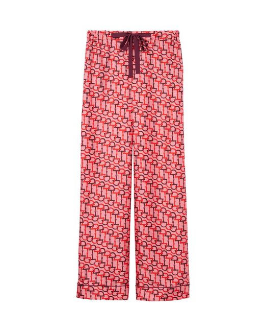 Gucci Horsebit Print Wide-Leg Pants in Red | Lyst