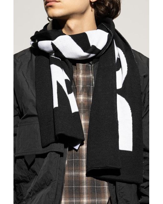 DSquared² Black Logo Intarsia Scarf for men
