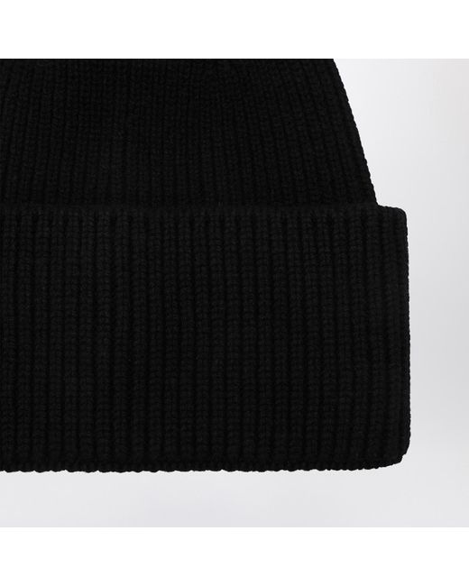 Destin Black Ribbed Knit Hat