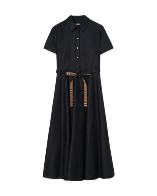 Burberry Black Cotton Blend Shirt Dress