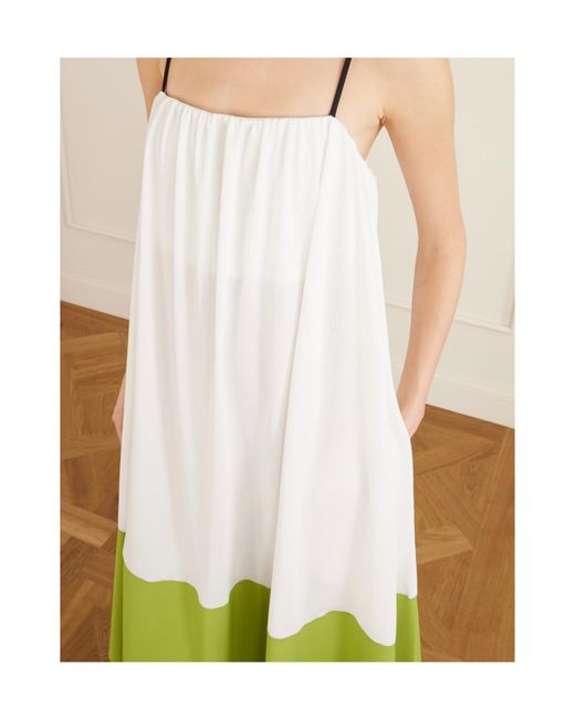 Proenza Schouler Green Two-Tone Crepe-Jersey Midi Dress