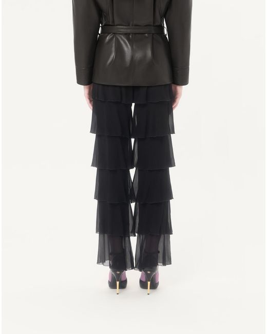 Valentino Black Lightweight Georgette Pleated Trousers