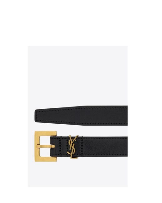 Saint Laurent White Cassandre Thin Belt