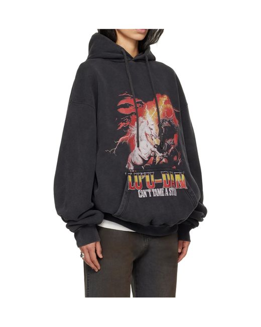 Lu'u Dan Gray Horse Year Series Long-Sleeved Oversized Hoodie for men