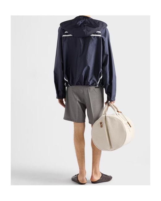 Prada Blue Re-Nylon Zip-Up Hooded Jacket for men