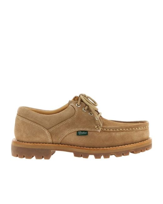 Paraboot Brown Thiers Lace-Up Stitched Boat Shoes for men