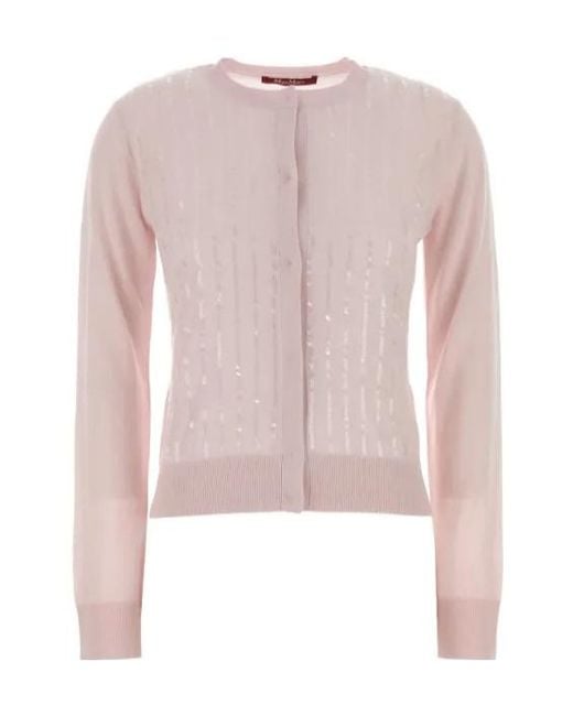 Max Mara Pink Sequin-Details Cardigan