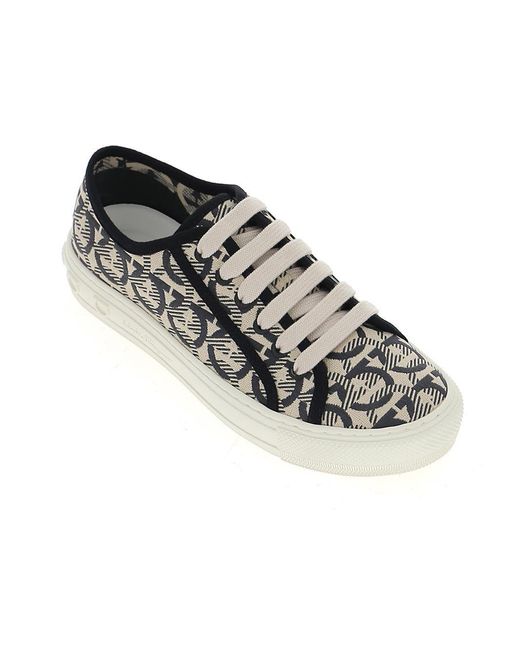 Ferragamo Black Printed Leisure Sports Shoes