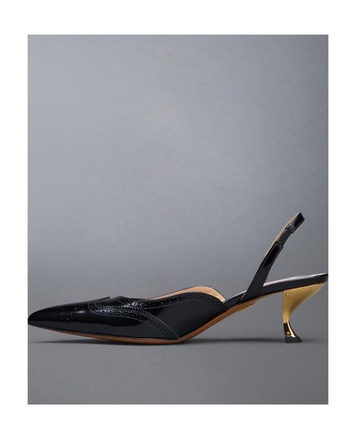 Thom Browne Black Pointed-Toe Slingback Pumps