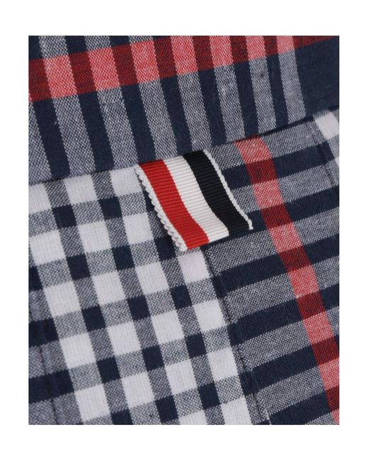 Thom Browne Blue Checked Pleated Asymmetrical Skirt