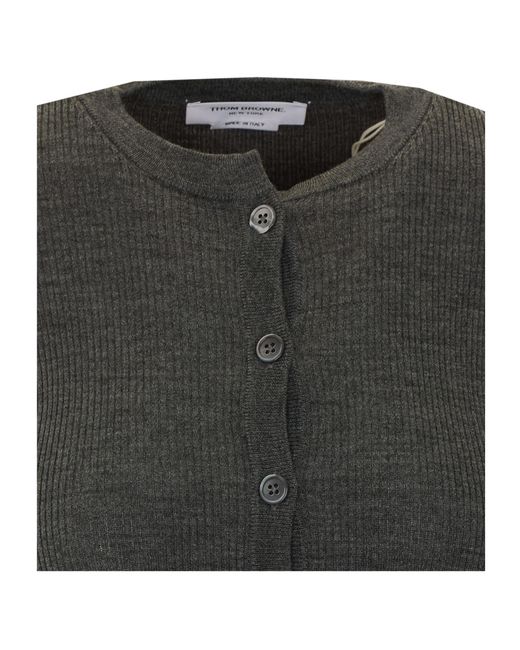 Thom Browne Black Rib-Stitch Wool Cardigan