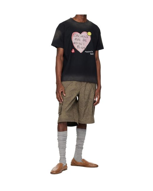 ANDERSSON BELL Black Heart-Shaped T-Shirt for men