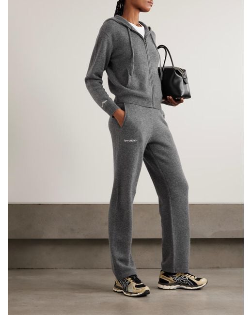 Sporty & Rich Gray Embroidered Cashmere And Wool Blend Sweatpants