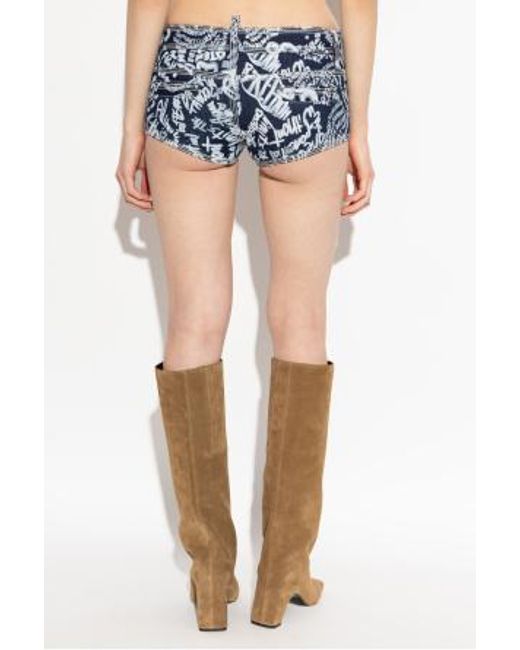 DSquared² Blue Pattern-Printed Denim Shorts