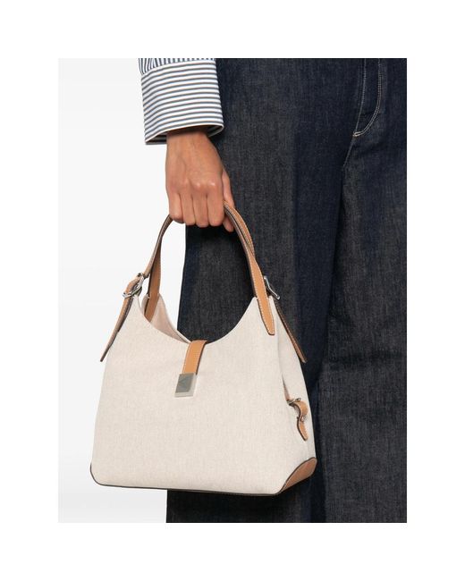 Kate Spade Gray Leather-Trim Canvas Tote Bag
