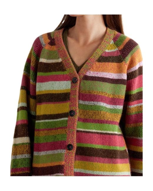 The Elder Statesman Multicolor Striped Cashmere Cardigan