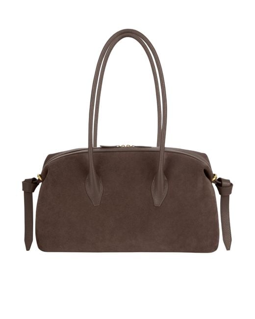 Yuzefi Brown Brioche Suede-Finish Tote Bag