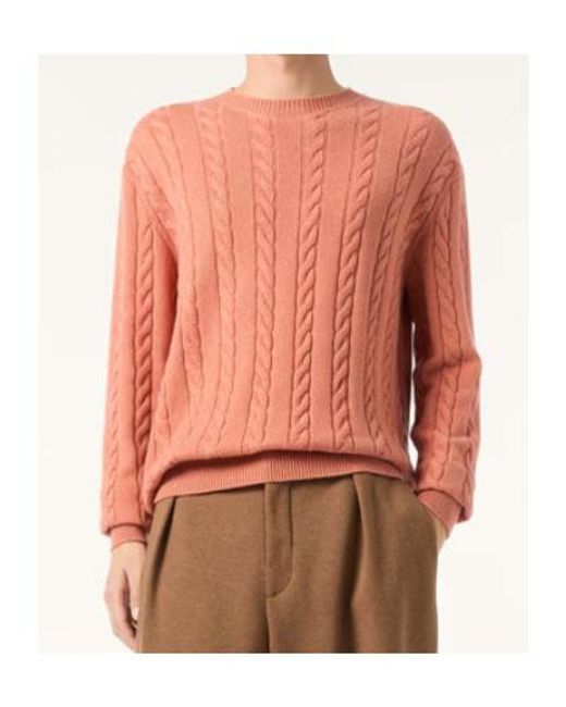 Loro Piana Pink Cedar Cable-Knit Crew Jumper for men