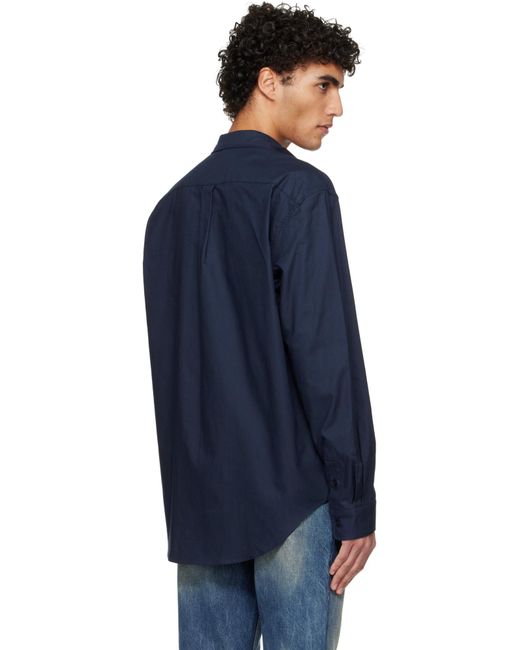 Balmain Blue Collared Long-Sleeve Poplin Shirt for men