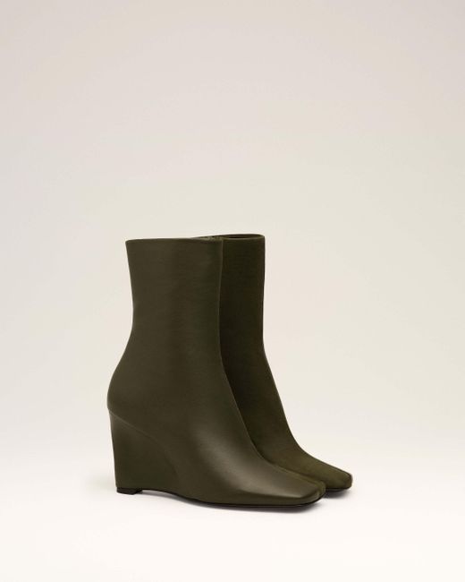 AMI Green 90Mm Wedge Leather Boots