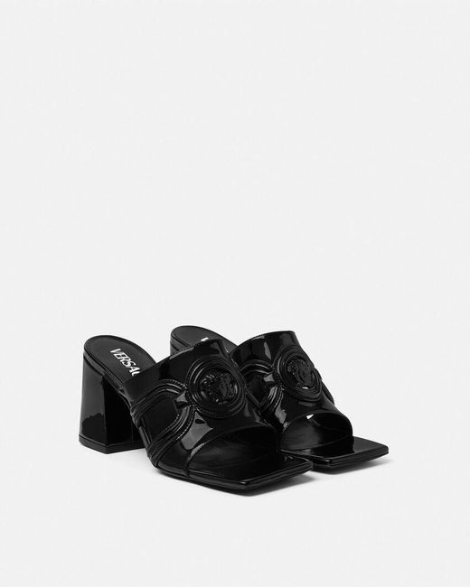 Versace Black Square-Toe Heeled Sandals
